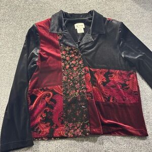 Women's Black and Red Patchwork Jacket